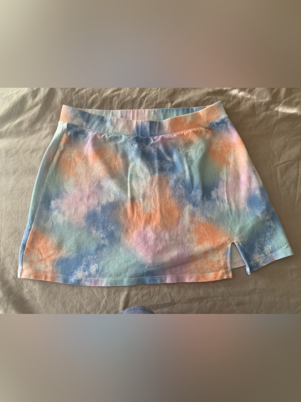 SO Pastel Tie-Dye Mini Skirt with Side Notch